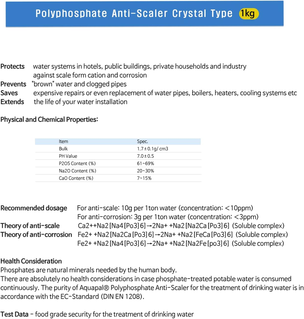 FilterTech Anti-Scaling Polyphosphate Siliphos Crystal (5~15mm)