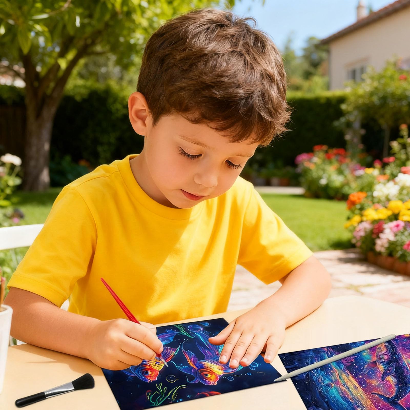 Kit De 8 Cartes à Gratter Créatives - Art Anti-stress, Décoration Chambre, Activité Parent-enfant