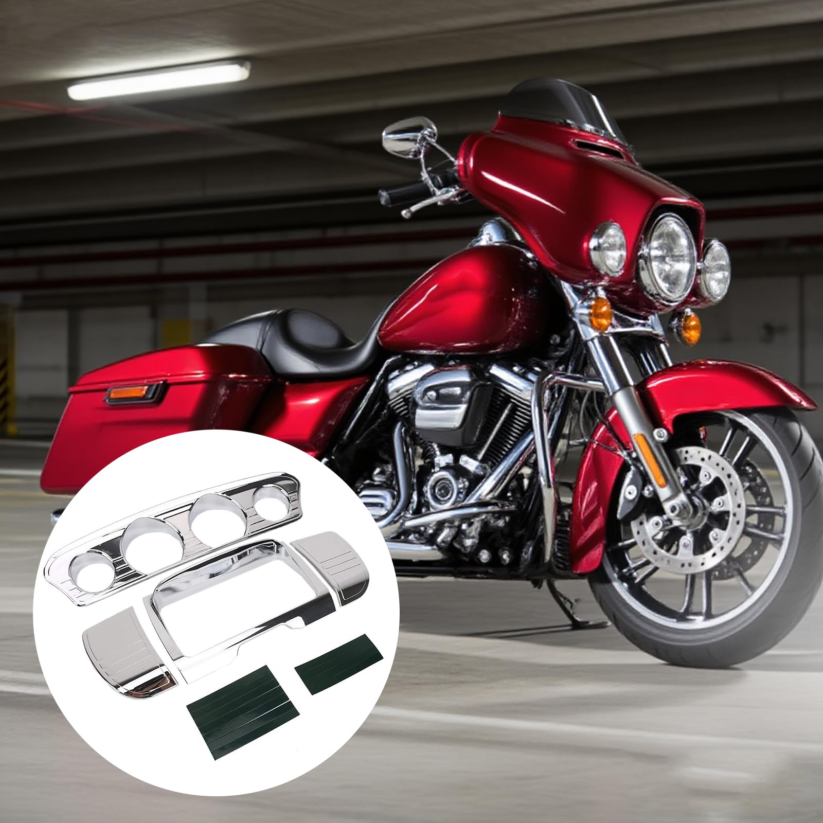 Seat Bolt Street Glide Pare-brise pour Harley Davidson Touring Electra Glide Street Glide Ultra Limited et Tri-Glide Ultra 2014-2019 Kit de tableau de bord de moto Jauge Chrome