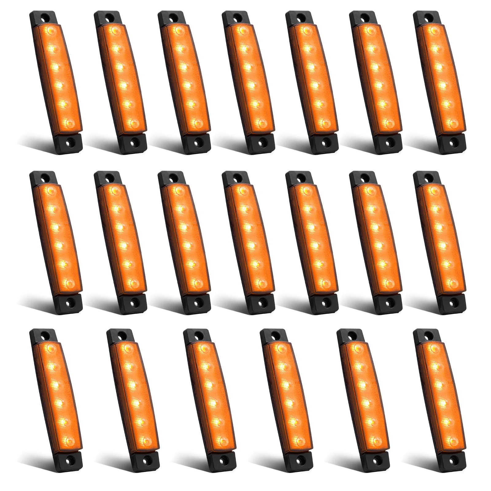 Biqing 20 X Luces de marcador lateral de LED Ámbar,Indicadores de posición 12V Impermeable Lámparas laterales led para camión remolque Lorry Cab Bus Barco Tractor autocaravana