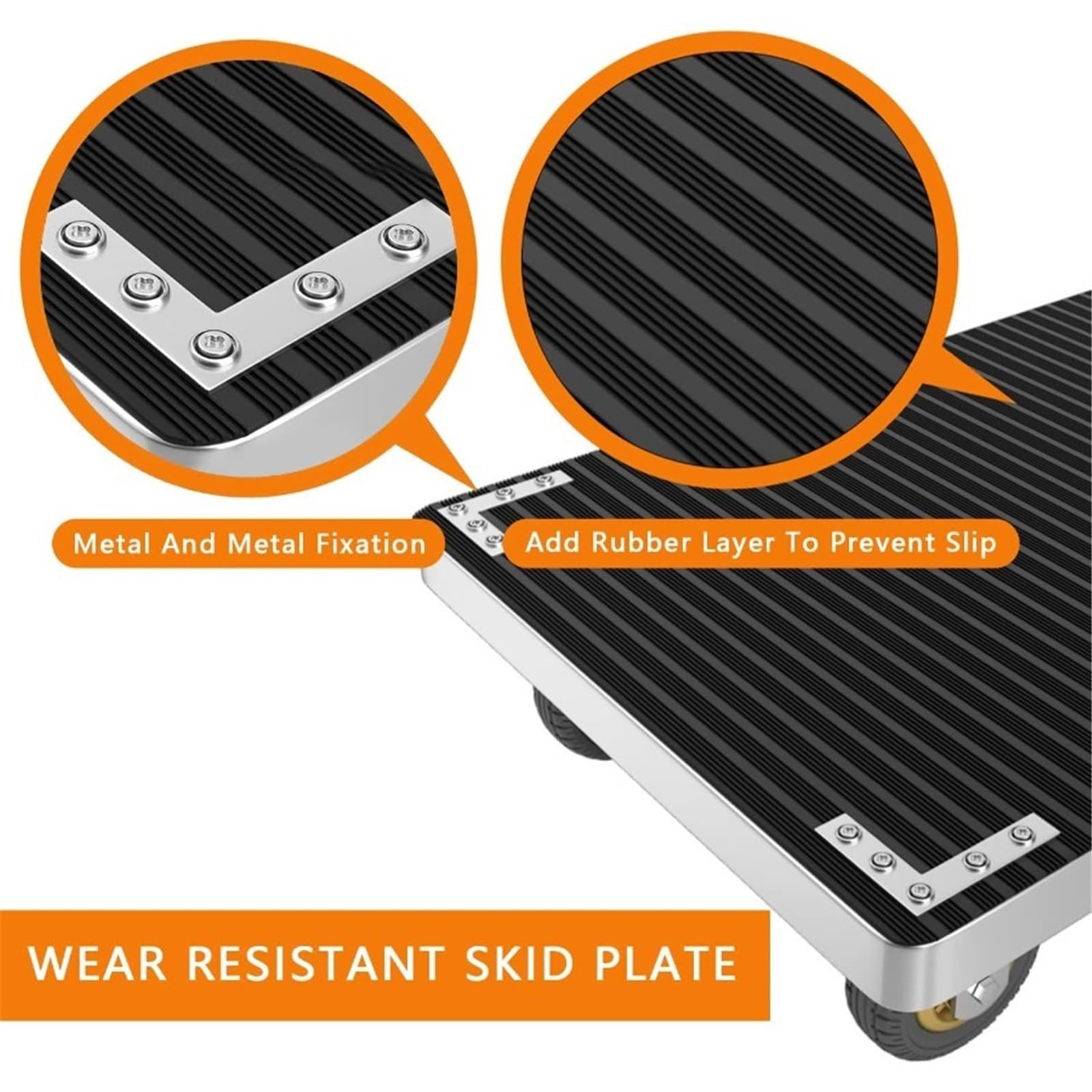 Carretillas manuales plegables de plataforma Carro plegable de plataforma for camión con amplia superficie plana y tapete goma, ruedas resistentes 6 pulgadas, carretilla acero for empuje manual