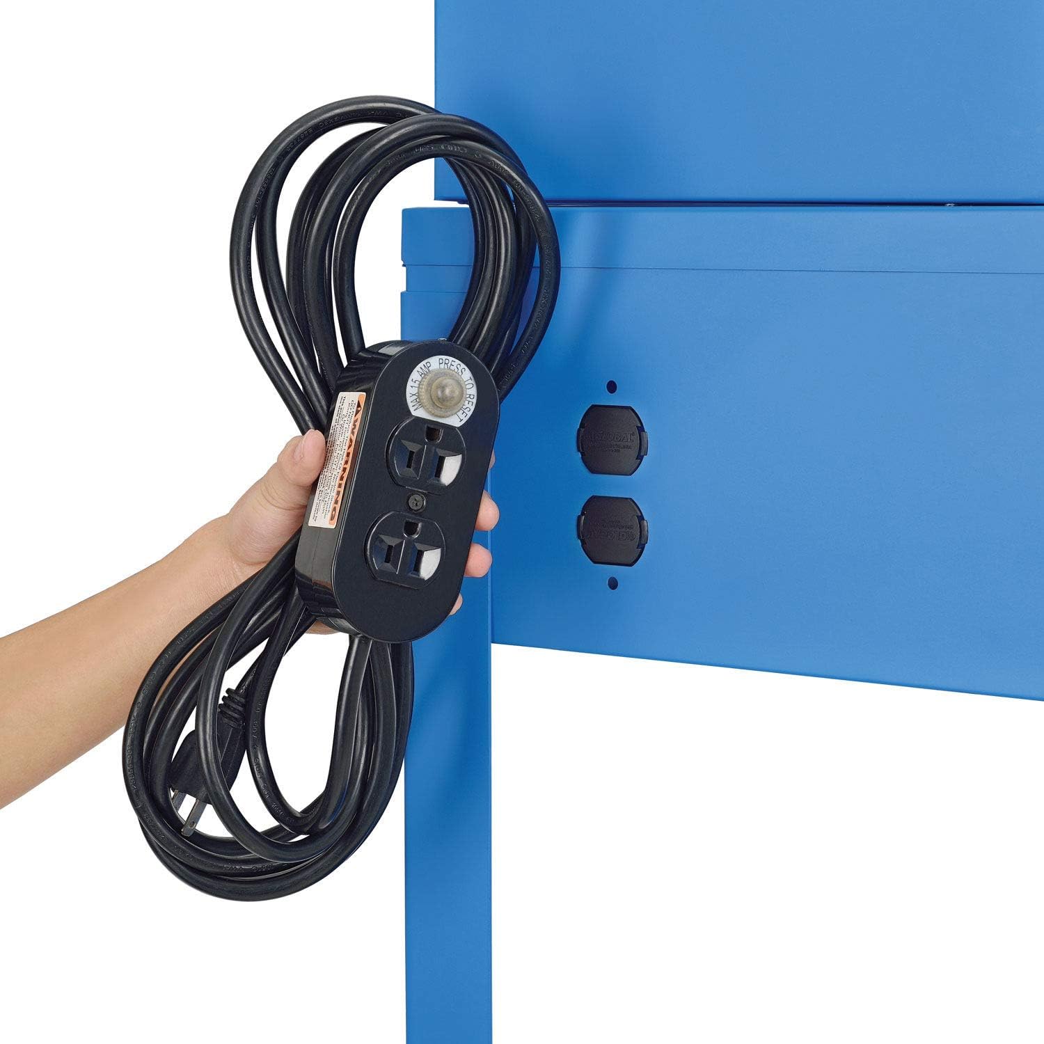 Global Industrial 34-1/2"W x 30" D x 38" H Shop Desk with Pigeonhole Riser, Electrical Outlets, Flat Surface, Blue