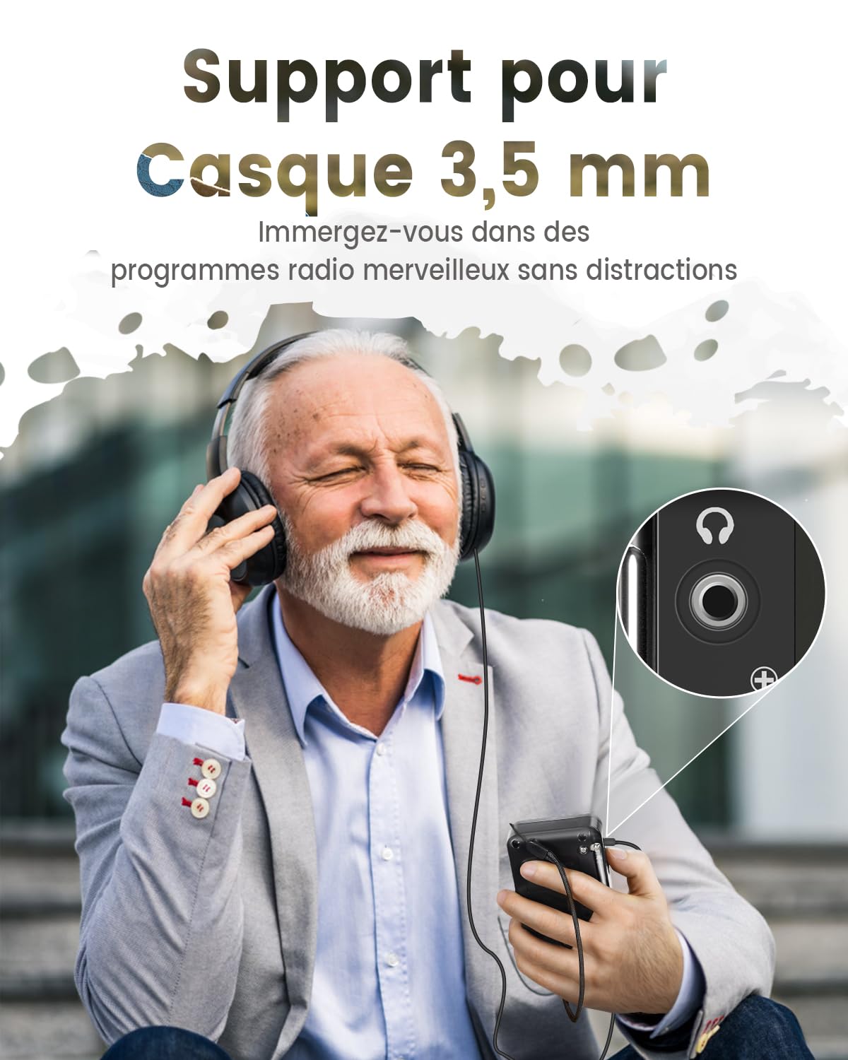 PRUNUS J-167 Petite Radio Portable FM Rechargeable USB-C