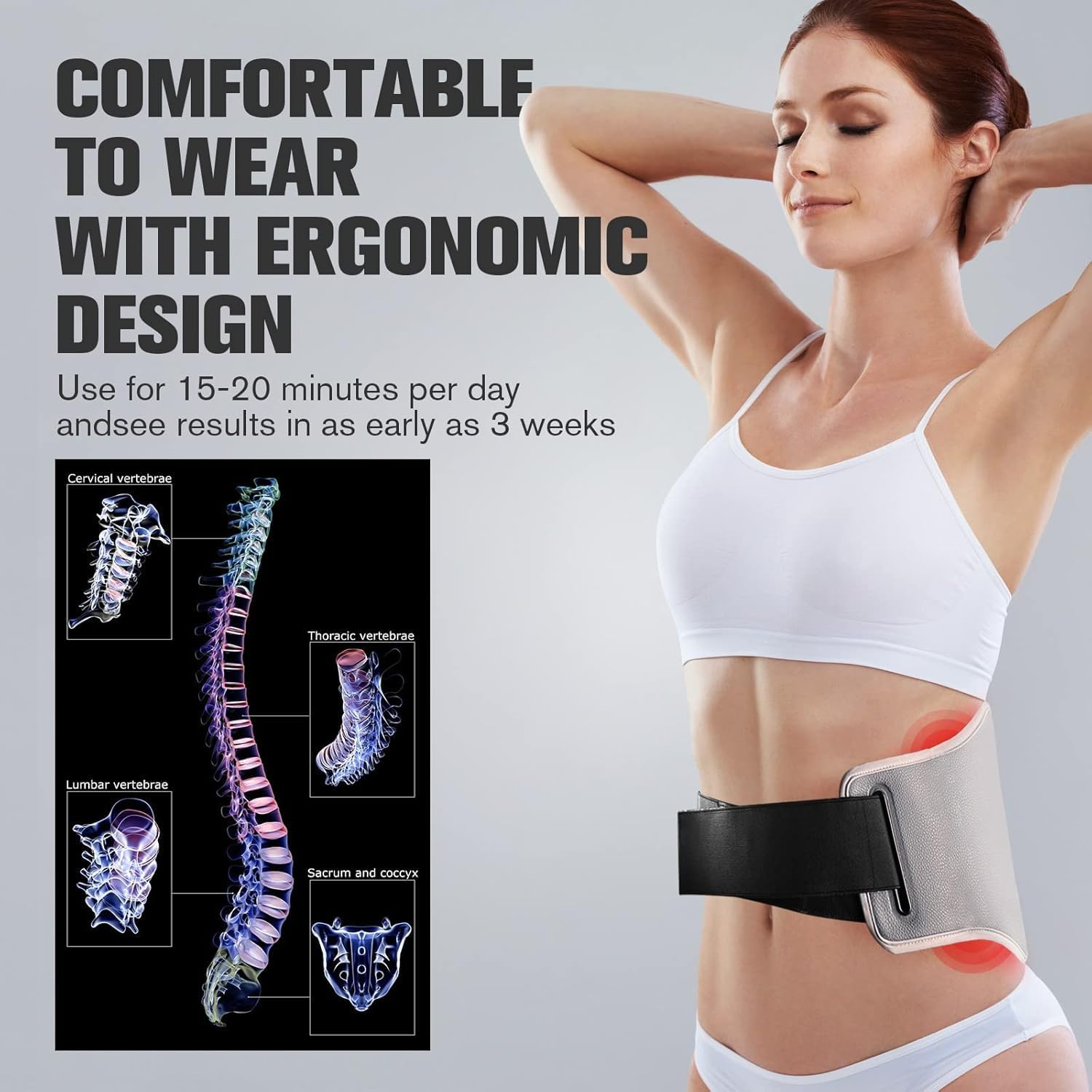 Red Light Therapy Belt, Infrared Light Therapy Device for Body Red Light Therapy Belt for Back Shoulder Waist Muscle Relaxing Muscle Pain Relief for Men Women Gift