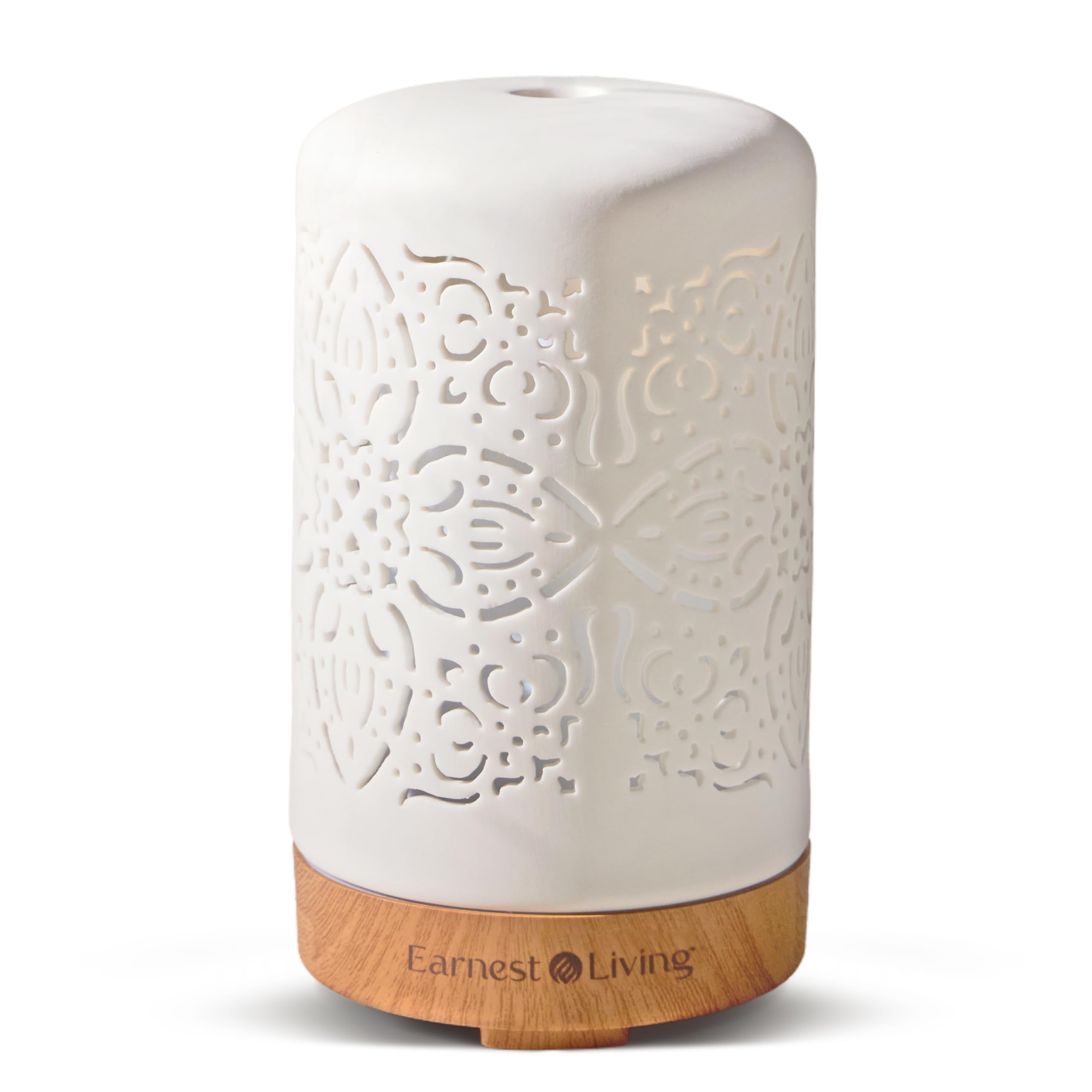 Earnest Living Essential Oil Diffuser for Home White Ceramic Aromatherapy Diffuser 100ml Timers Night Lights and Auto Off Function Essential Oils for Humidifier Electric Aroma Diffuser Office