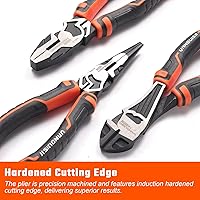 Vista 3 de VANQUISH Juego de 3 piezas: Juego de herramientas de corte diagonal de mandíbula de alambre, punta larga y alicates Linemans (3192)