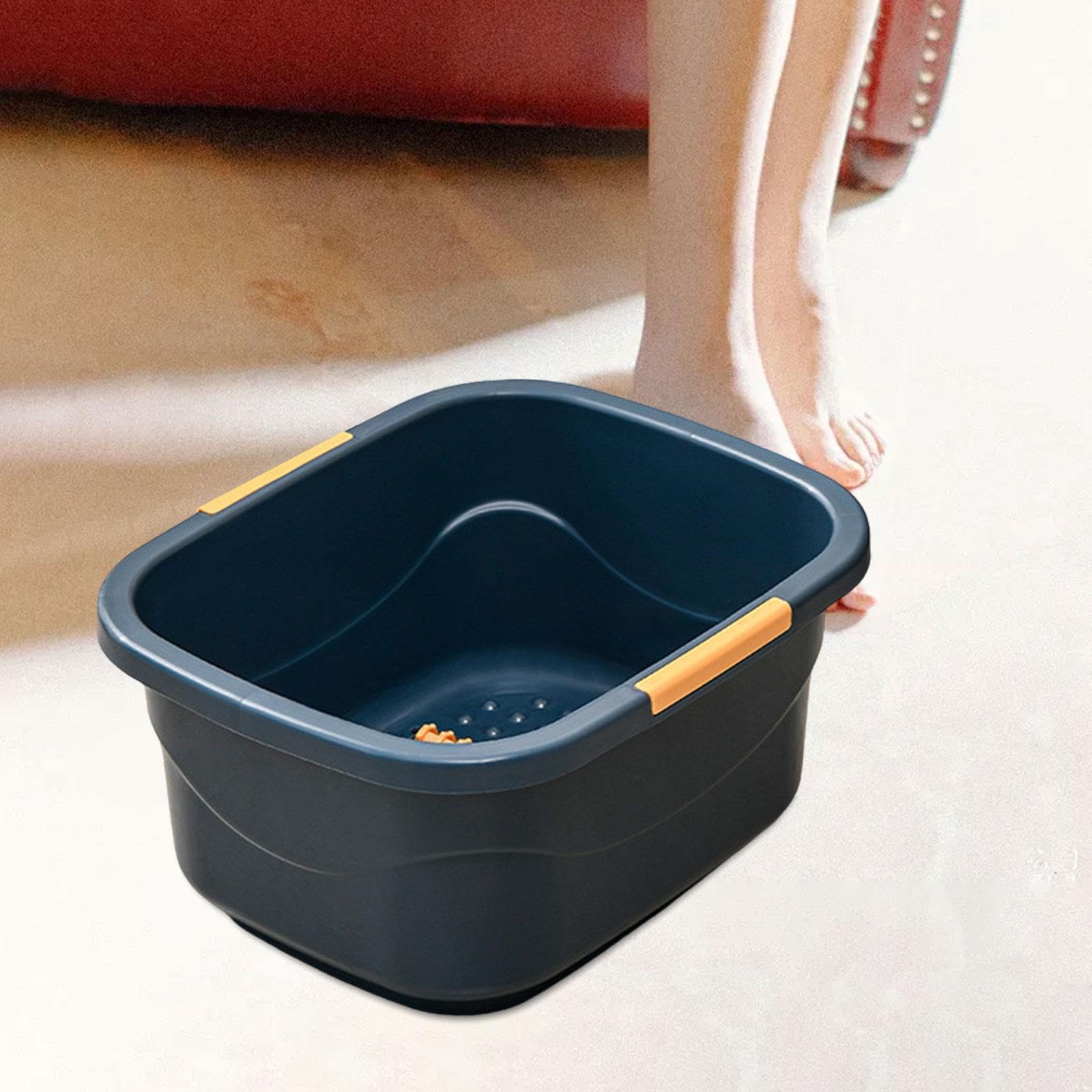 Bañera de pies para remojar los pies, cubo ligero y resistente, ideal para pedicura y relajación en el hogar, spa, pedicura y relajación, azul oscuro