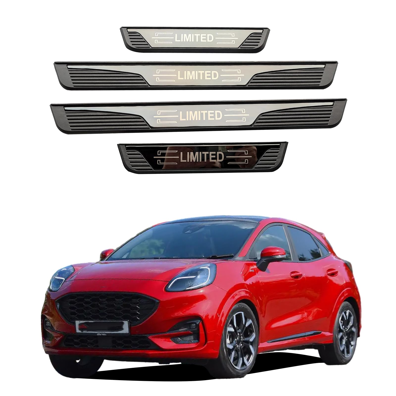 Protezione battitacco per Ford Puma in acciaio con protezione portiera in plastica, protezione ingresso portiera auto Accessori 2019 2020 2021 2022 2023 2024