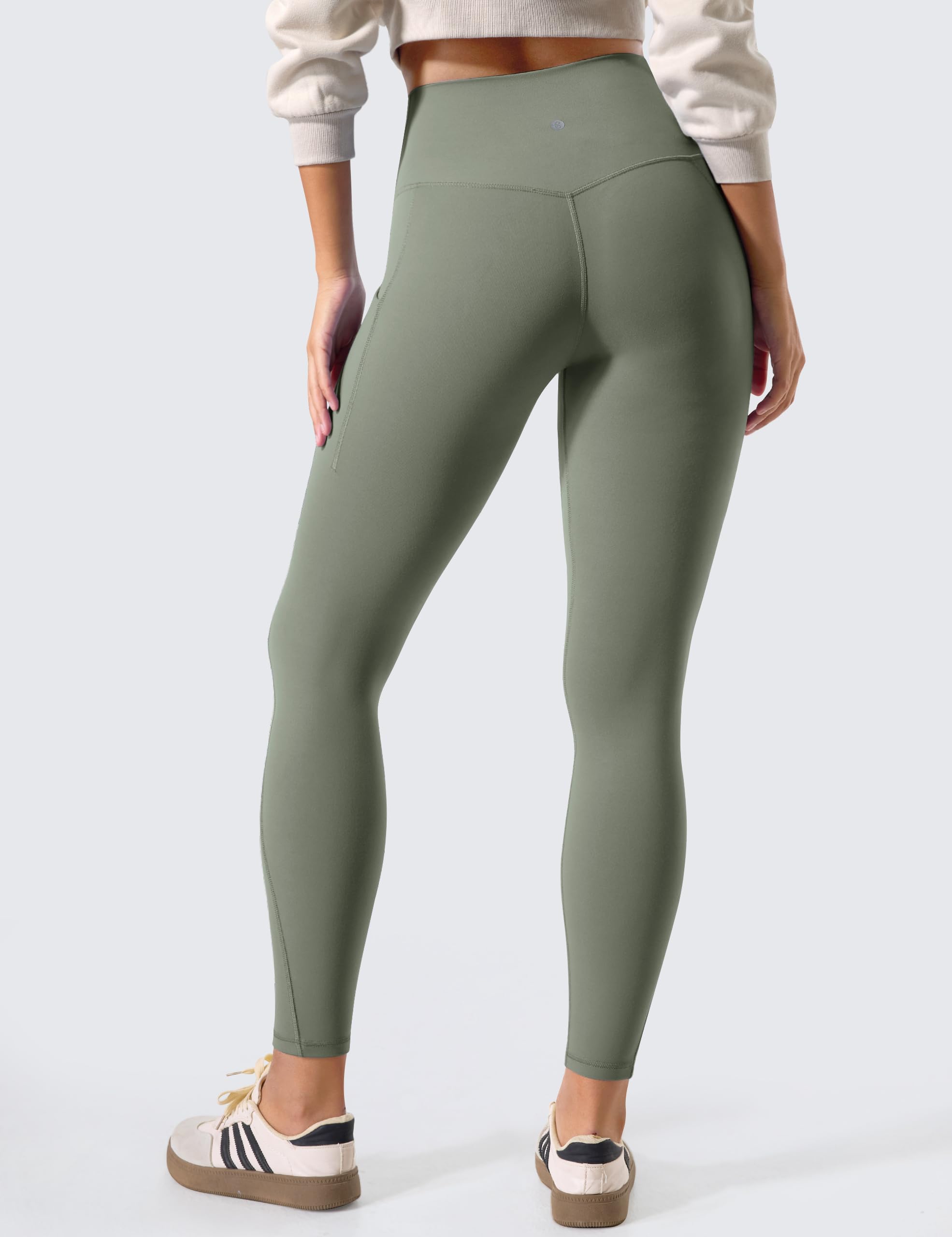 BAYDI Clouduxi Legging de sport, taille haute, pour femme, opaque, pantalon de yoga, de sport, avec poches, 64 cm