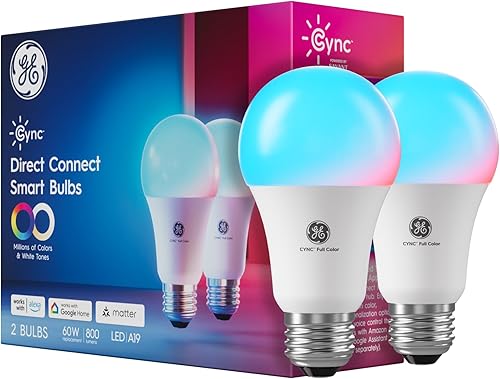 Miniatura 7 de Bombilla LED Cync GE A19 de conexión directa, luz inteligente que cambia de color, compatible con Matter, compatible con Alexa y Google Home