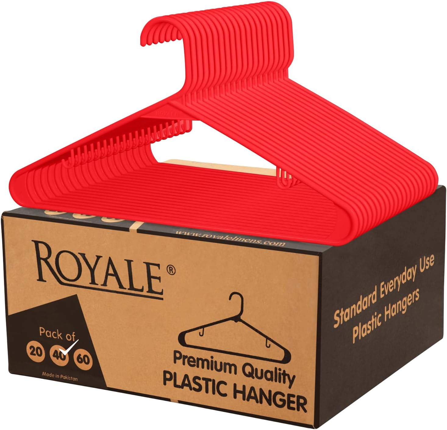 ROYALE Plastic Hangers 40 Pack Red Plastic Hangers Clothes Hanger