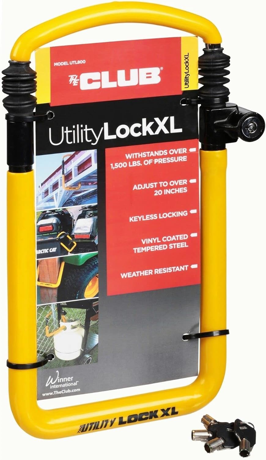 Winner International The Club UTL800 Utility Lock, 13.25"-20.25", Yellow