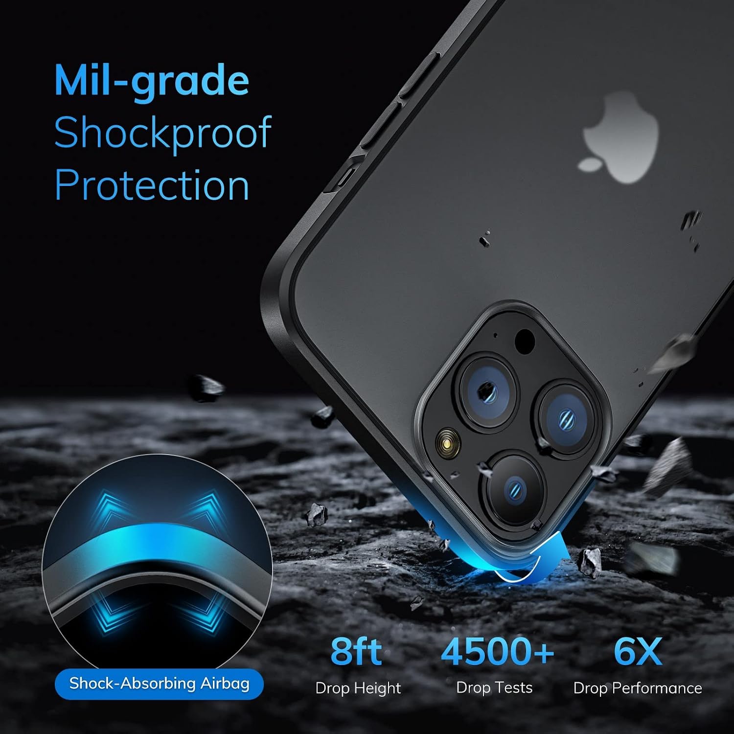 ORIbox for iPhone 13 Pro Max Case Black, Shockproof Designed for iPhone 13 Pro Max Case,Full Body Protective Cover for iPhone 13 Pro Max 6.7", Platinum Ultra-Thin Non-Slip, Lightweight