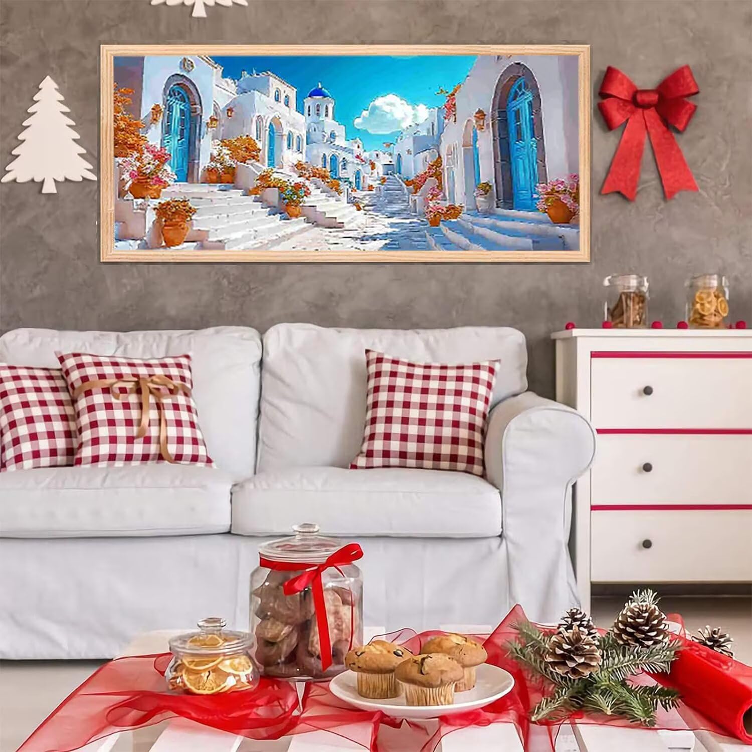 Duży zestaw do malowania diamentami dla dorosłych, 5D Santorini Island, zestawy do sztuki z klejnotami, okrągłe pełne wiercenie zestawy do haftu krzyżykowego do kryształowej sztuki do dekoracji domu