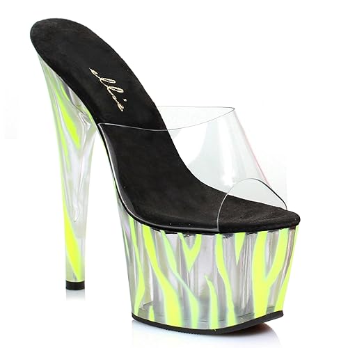 Blacklight Zebra Mule, 7 Inch by Ellie Shoes - 10 - Yellow