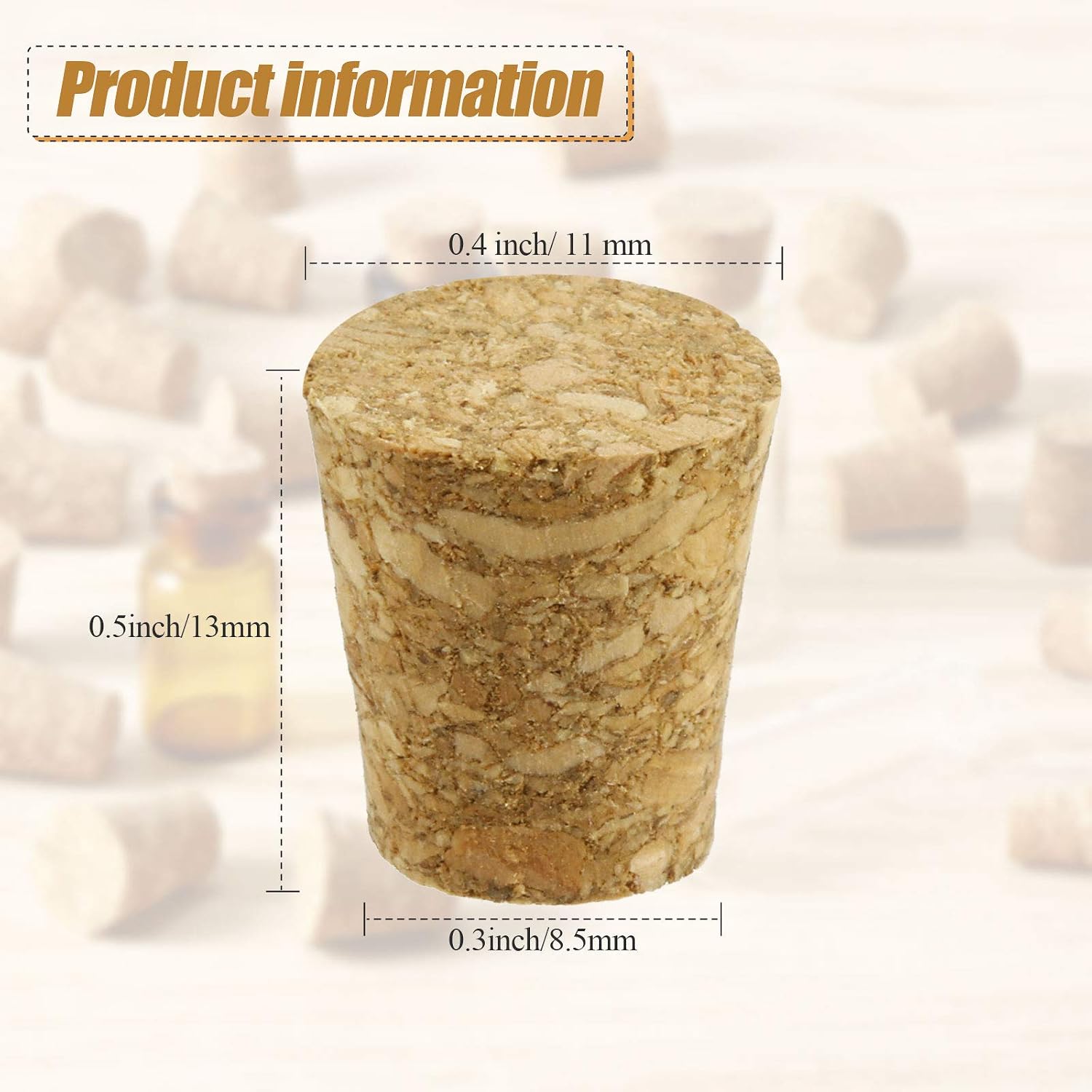 Jetec 350 Pcs Small Cork Stoppers Mini Tapered Cork Plugs, 0.4 x 0.3 in