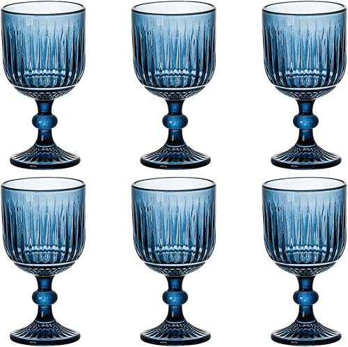 Miniatura 10 de Juego de 6 vasos morados para beber de agua de vino de colores, vasos rosados, cristalería de 11 onzas para boda, fiesta, bar, con patrón vertical