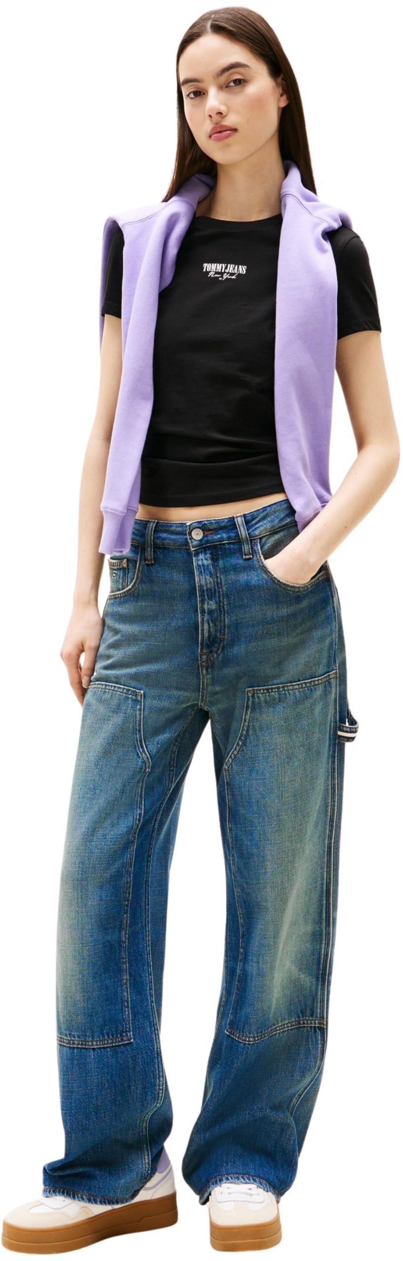 Tommy Jeans Donna T-Shirt Maniche Corte Slim Essential Logo Cropped