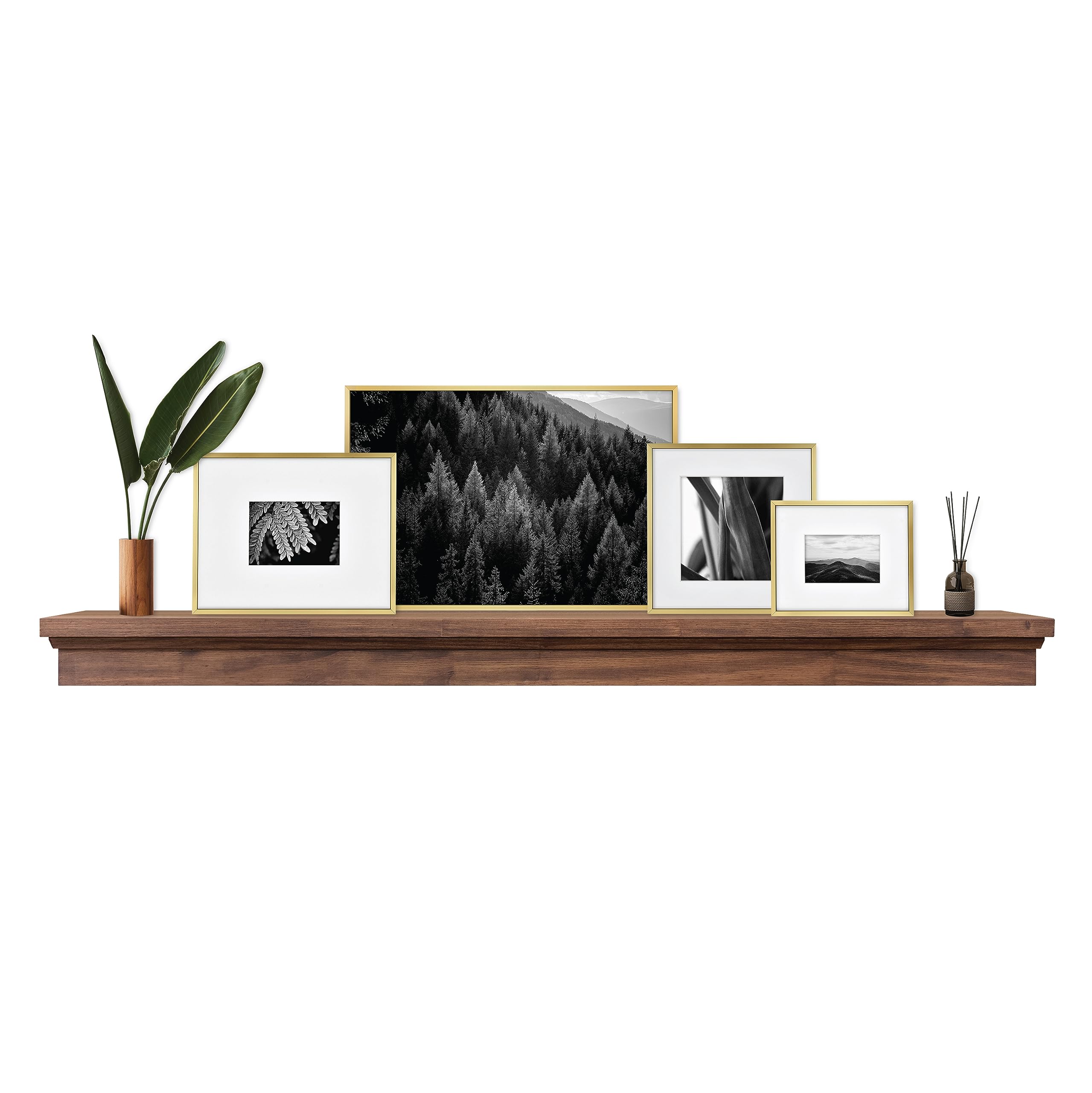 Master & Co. Classic Floating Fireplace Mantel, Long Floating Shelves for Wall Décor, 72 inches, Walnut Woodgrain