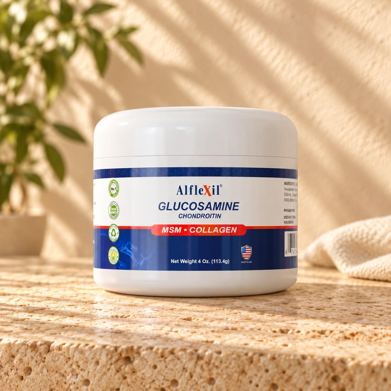 Glucosamine Plus Chondroitin Cream with MSM & Collagen, Supports Healthy Joints, Joint & Muscle Pain Relief, Improves Mobility, Fast Absorption, and Moisturizes Skin, 4 Oz. — Amazon image 2
