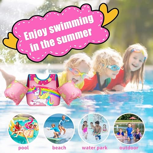 Miniatura 5 de Flotadores para piscina, chaleco de natación para niños de 33 a 66 libras, alas de brazo de agua para niños como trajes de baño de piscina