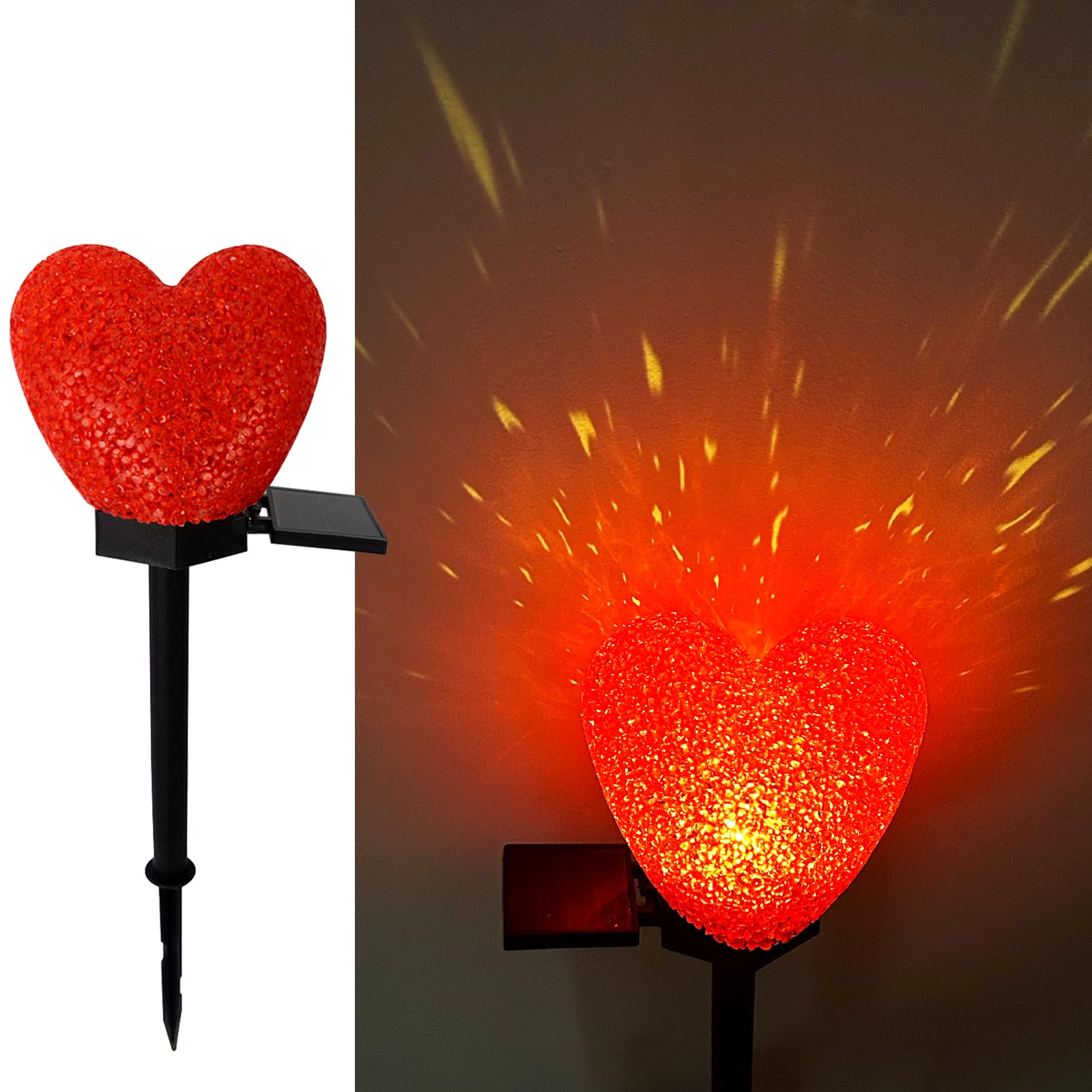 Lampe solaire cœur Saint-Valentin lot de 2 décorations étanches pour jardin et allée