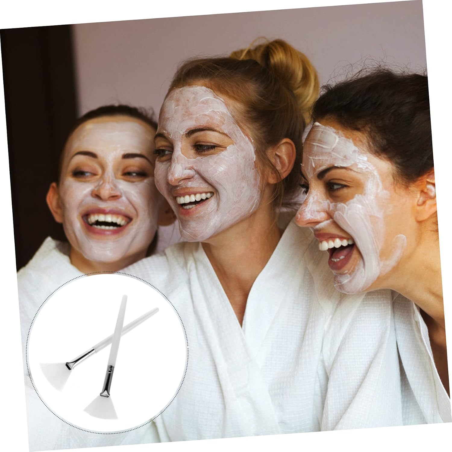 Outanaya 6pcs Facial Mask Brushes Skin-friendly Fan Brushes for Makeup Skin Treatment Easy to Clean for Spa Beauty Application