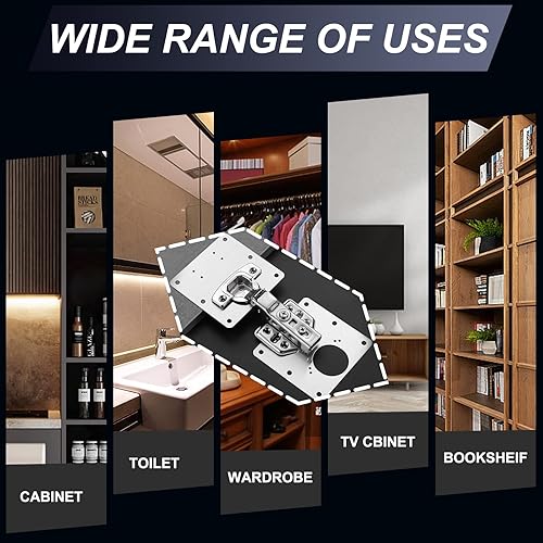 Miniatura 6 de 6 piezas de placa de reparación de bisagras de gabinete, placas de fijación de reparación de bisagras, placa de reparación de gabinete de acero