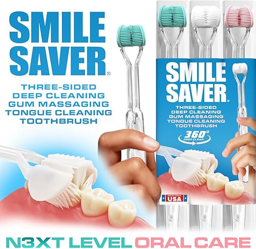 Miniatura 5 de Nuevo cepillo de dientes sensorial de 3 lados de tacto más suave, paquete de 3 unidades, espectro autista, necesidades especiales, cuidado dental