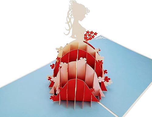 Miniatura 3 de iGifts And Cards La Quinceañera - Tarjeta desplegable – Elegante vestido 3D "La Quinceañera" rosa y rojo – Cumpleaños, hito, celebración, recuerdo –