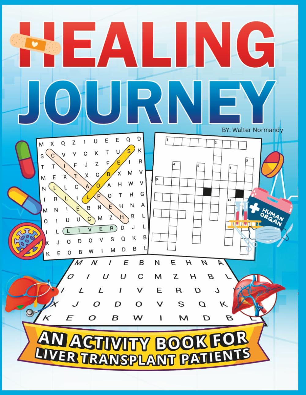 Liver Transplant Activity Book: Healing Journey with Crosswords, Word Searches, Sudoku, and More