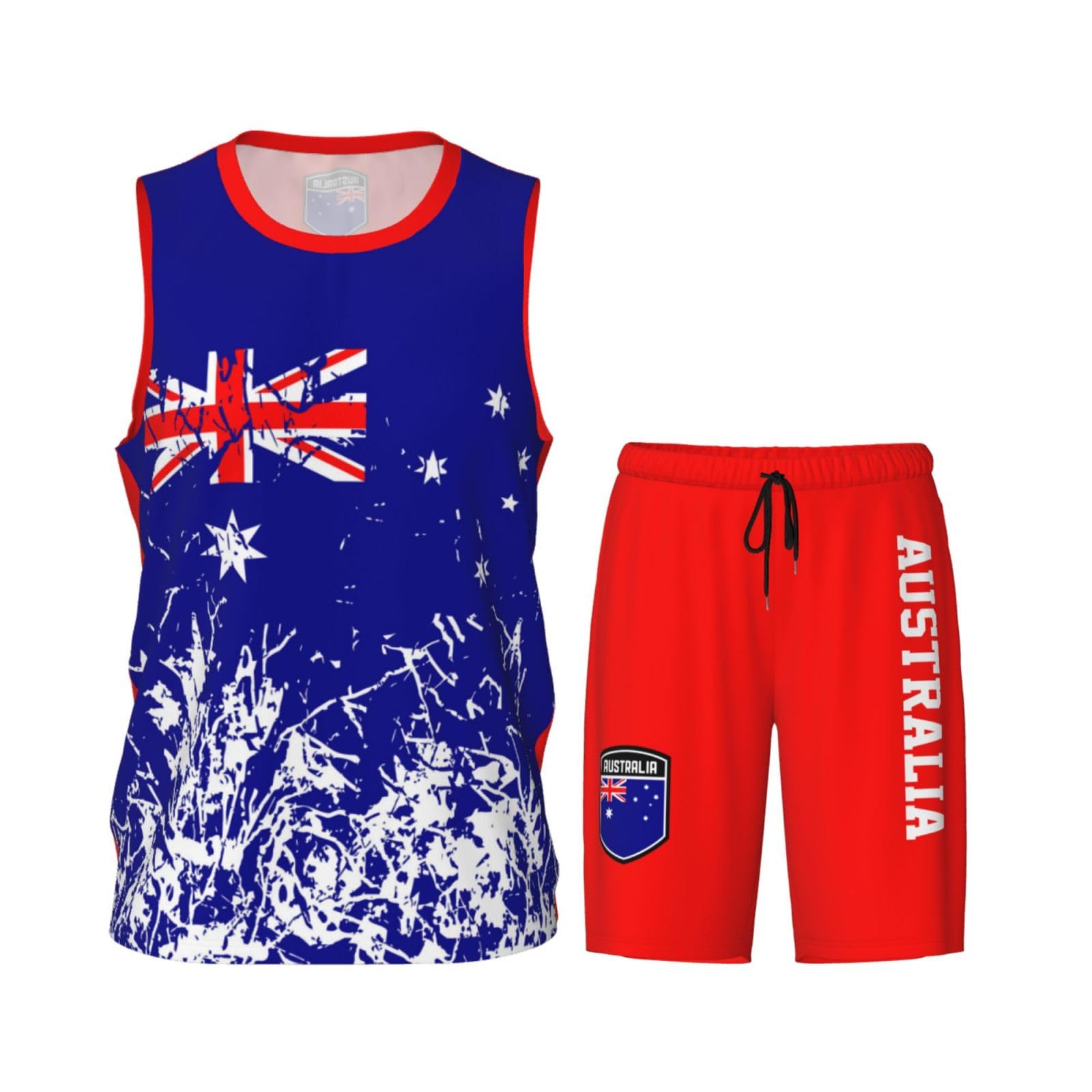 Australia Flag Grain (2) Basketball Jersey Uniform Suit for Men Women Adults Training Athletic Set