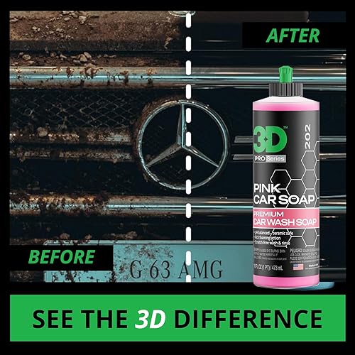 Miniatura 10 de 3D Jabón rosa para auto  1 galón  Jabón de lavado de coche pH neutro con alto aroma a espuma y cereza  Sin arañazos, brillo alto  Seguro para cera y