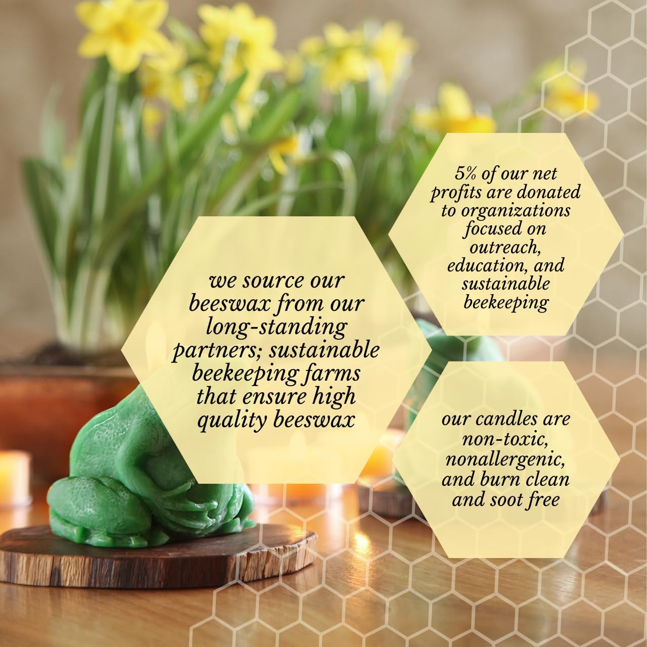 Big Dipper Wax Works Beeswax Frog Candle – Green, Hand-Sculpted Pure Beeswax, 2.5” x 3.5”, 24-Hour Burn, Eco-Friendly Unscented Candle, Whimsical Nature-Inspired Spring Décor - view 3