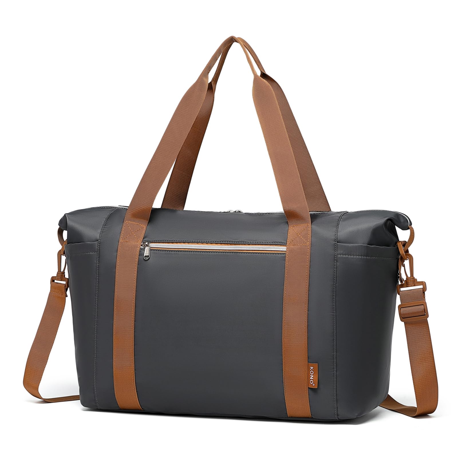 Kono Travel Duffel Bag 46x30x20 Underseat Cabin Tote Bag with Wet Pocket Carry on Hand Luggage Weekend Bag for Women and Men (Grey & Brown)