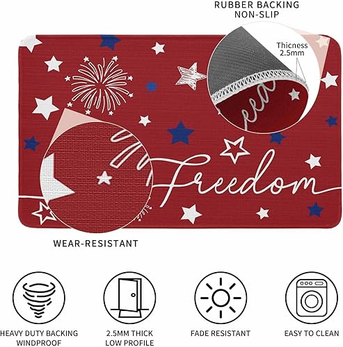 Vista 298 de Tapete de Feliz Navidad, tapete antideslizante para puerta delantera, baño, cocina, dormitorio, patio, entrada, 16 x 24 pulgadas, rojo, negro y verde