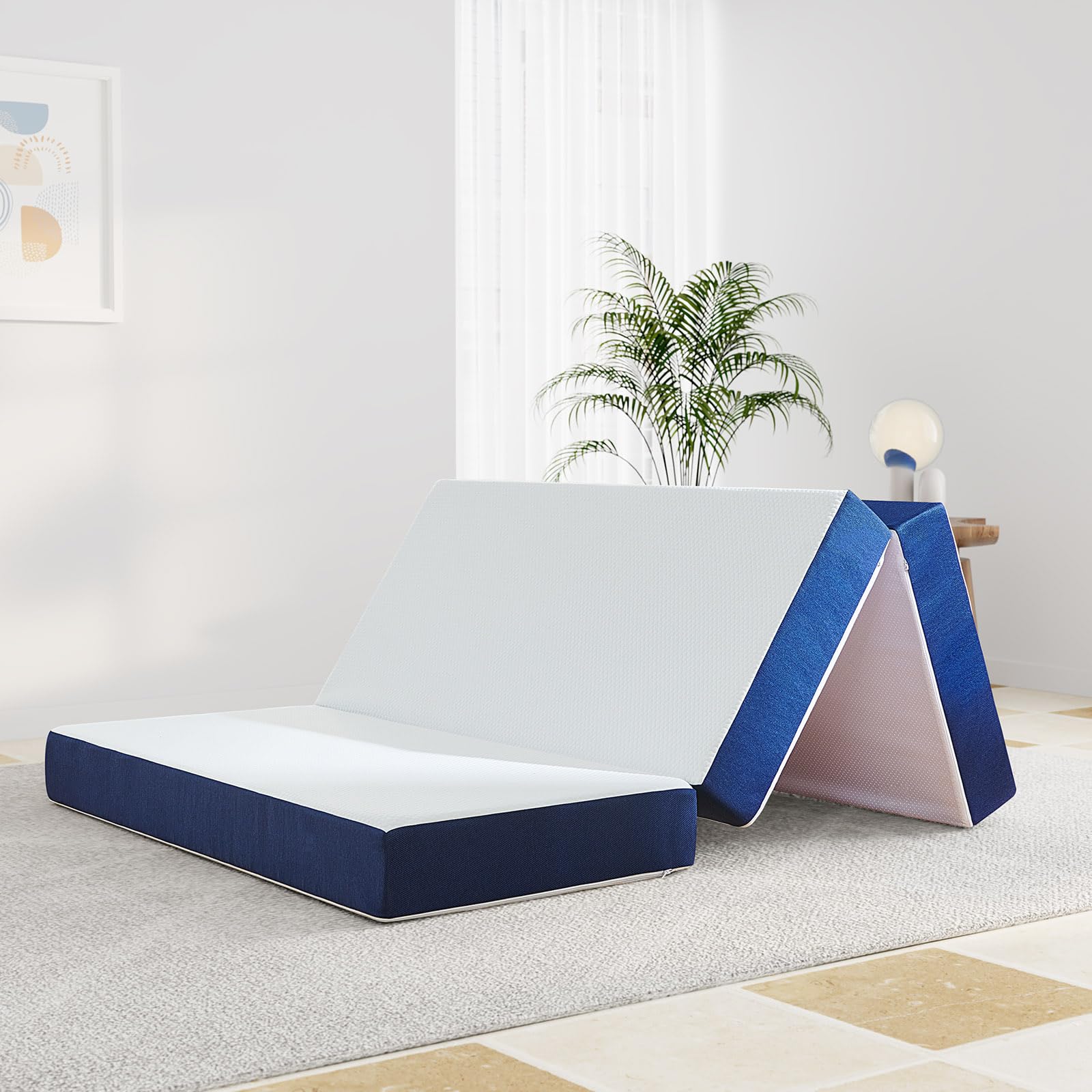 3 inch Folding Mattress, Tri Folding Memory Foam Mattress Topper ...