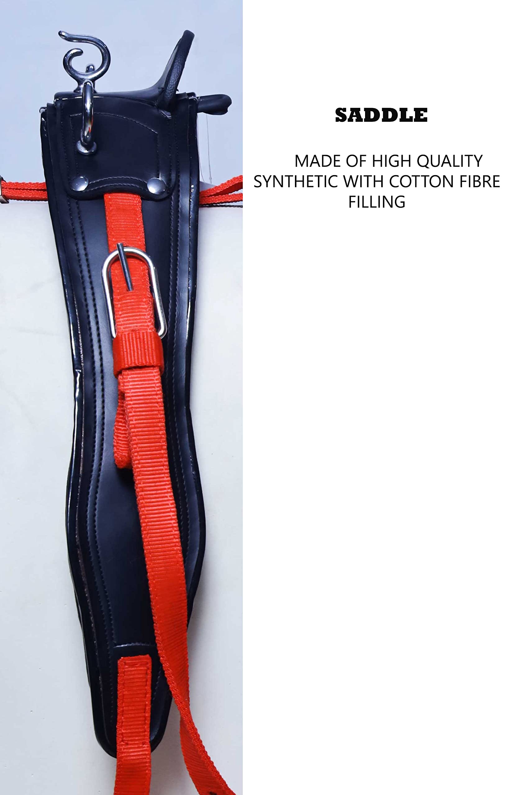 Harnais de conduite pour chariot de cheval en nylon Rouge et noir Mini Shetland