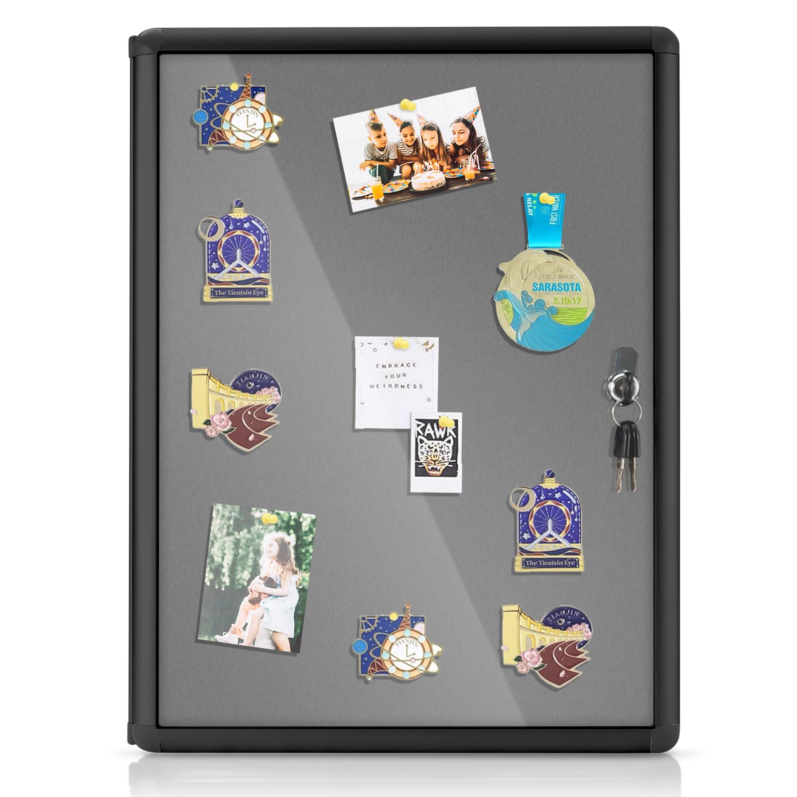 MAKELLO Lockable Notice Board 490x370mm, Temperproof Lockable Display Board for Office School Home Store Community Centre