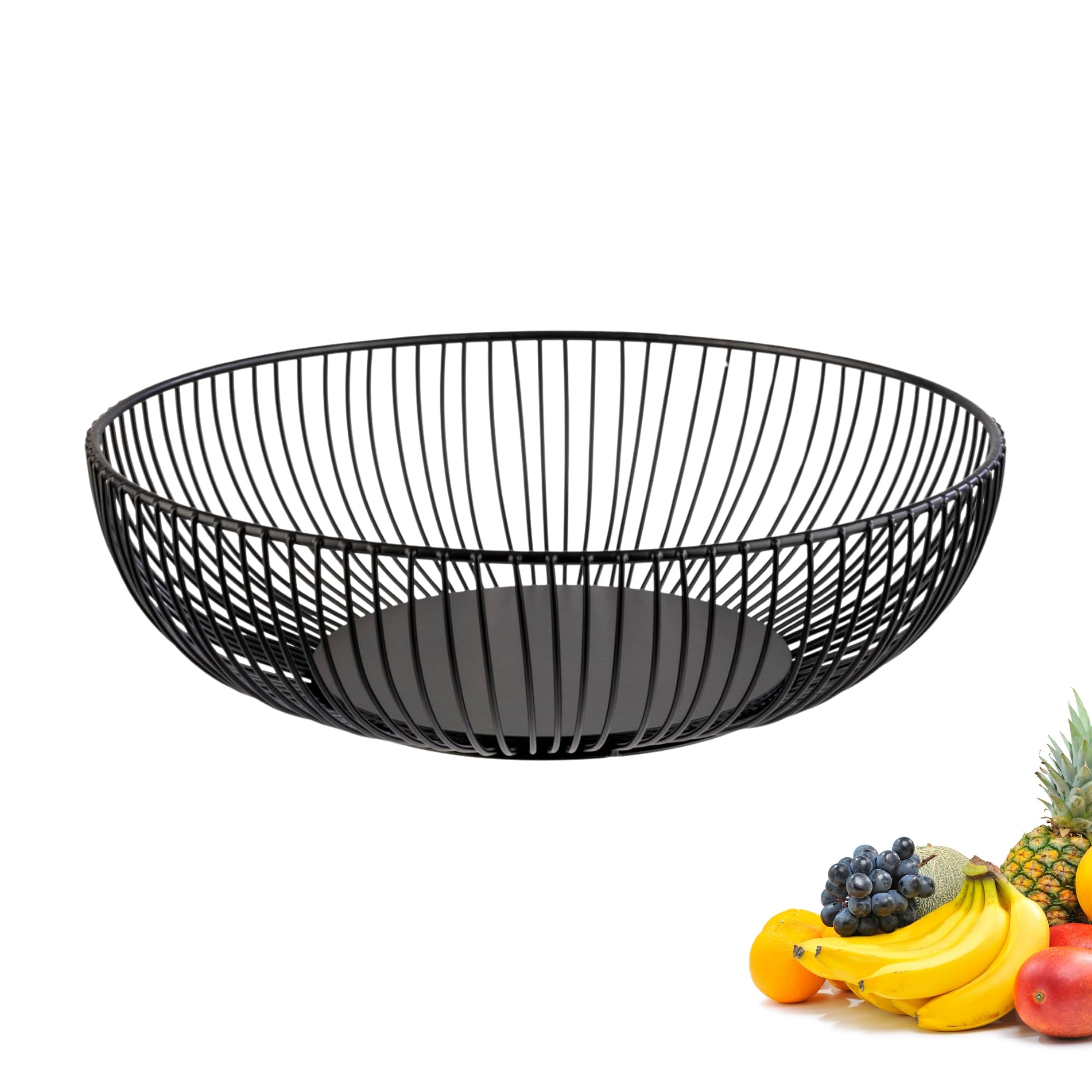 Westmark Drahtkorb Lumos Groß – Stilvolle Obstschale & Brotkorb – Dekorativer Metallkorb für Obst, Gemüse, Brot & Brötchen – Schwarz, 28 cm