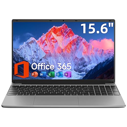 15.6 Inch Laptop with Office 365, 4GB RAM, 128GB Storage Expandable 1TB, 5205U Processor, HD Display, Windows 11 Laptops Computer, Wi-Fi 5, BT4.2, Numpad, Type-C, for Business and Students.