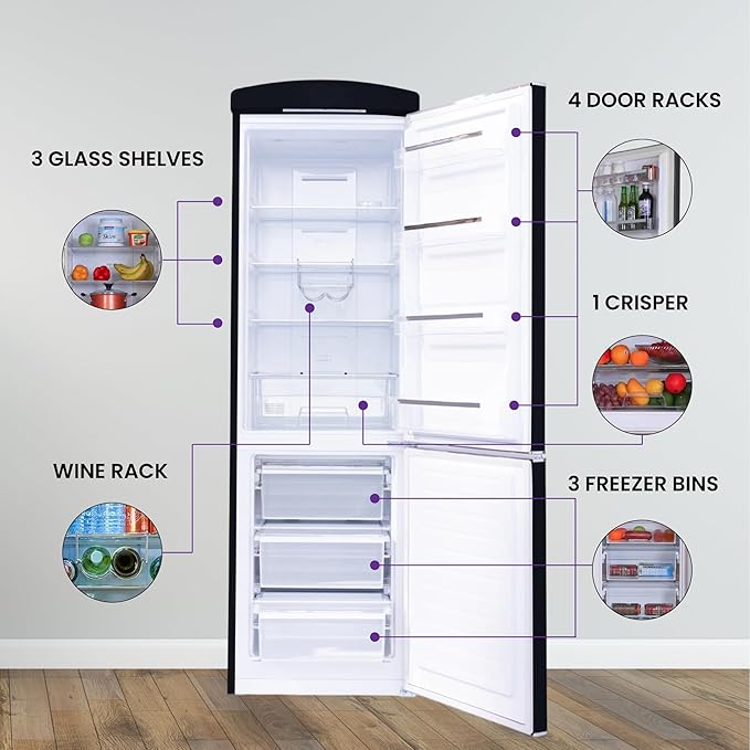 Conserv 24in RETRO BOTTOM MOUNT 11cf Refrigerator Fast Freeze 110V in Black on Fridge.com