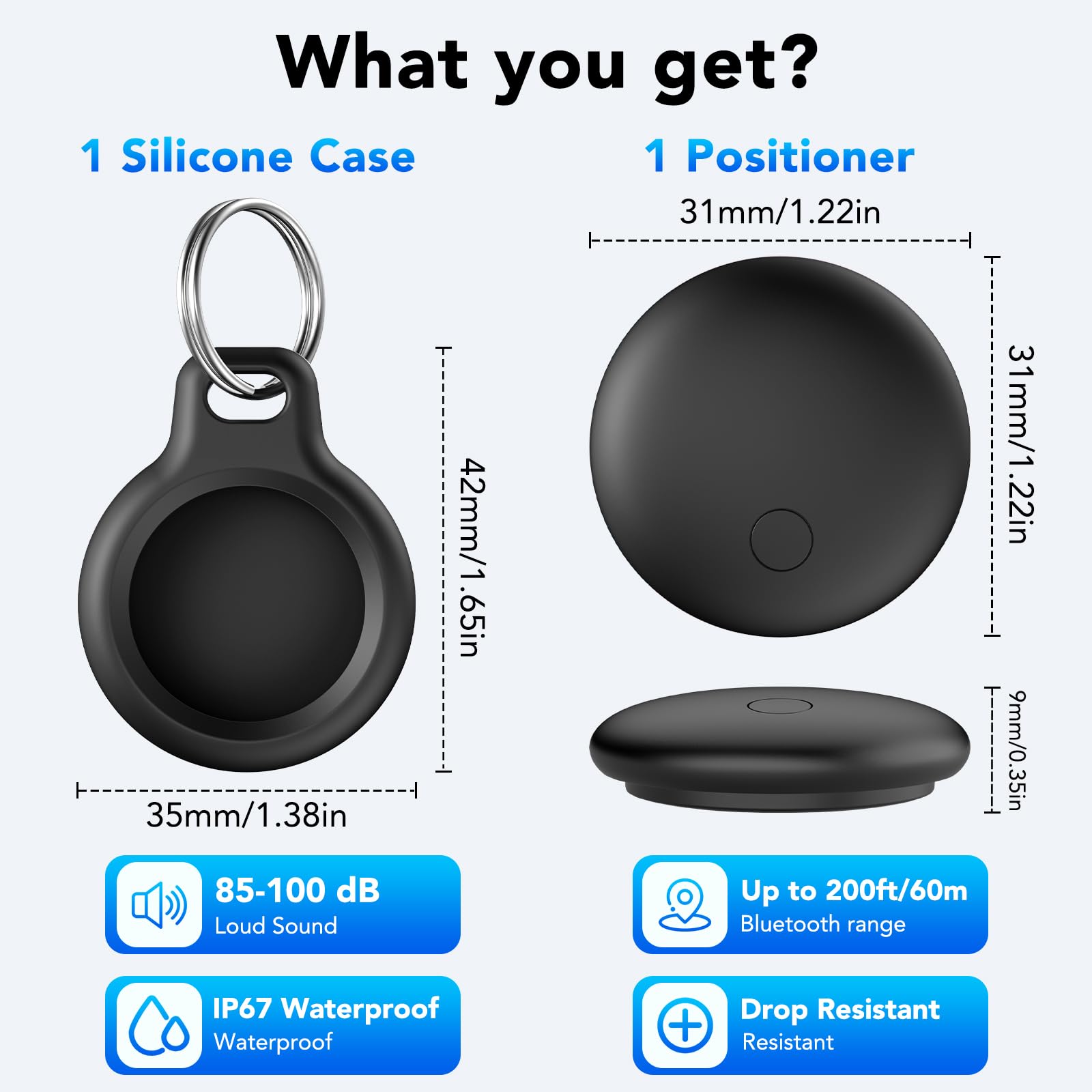 Tracker Localisateurs D’Objets Bluetooth, Fonctionne avec l’app Localiser, Tracker Localisateurs D’Objets Bluetooth(Noir Mat)