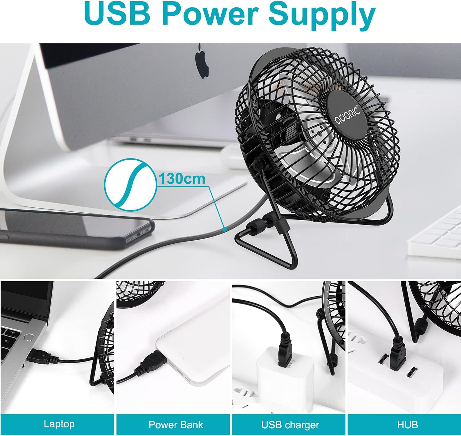 Desk Fan, USB Fan With Enhanced Airflow 6 Inch Small Desk fan with Quiet Operation Portable Mini Table Fan for office/Desk/Bedroom/Home : Home & Kitchen