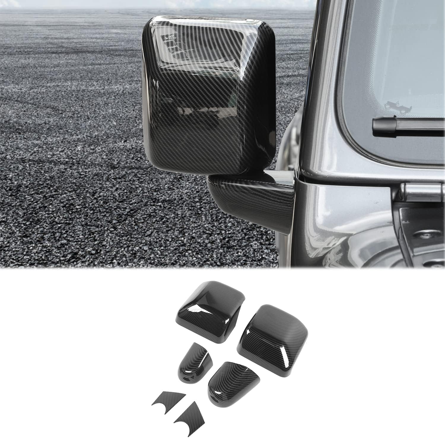 RAZPOY for JL Rearview Mirror Cover, 6PCS Rear View Side