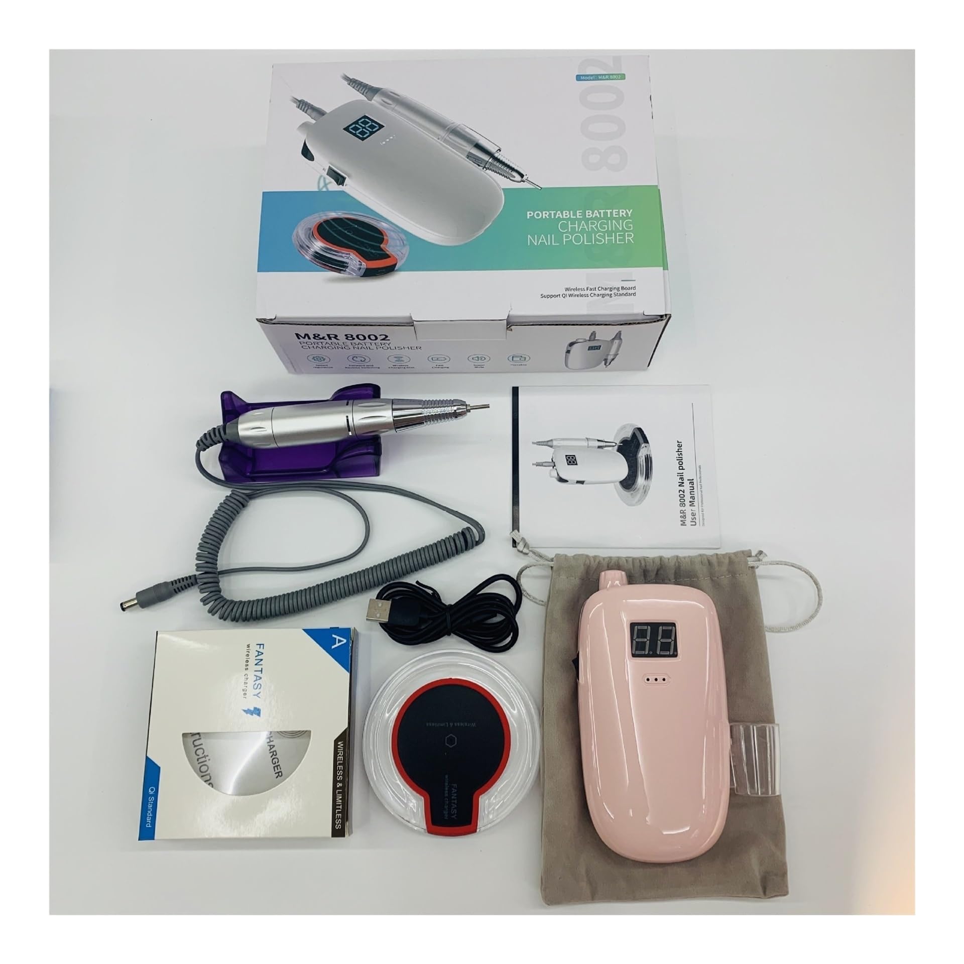 Elektryczna frezarka do paznokci, Wiertarka do paznokci 35000 RPM, elektryczna szlifierka wyświetlacz hd, maszyna manicure, profesjonalny zestaw tokarka do treningu i użytku domowego(Pink)