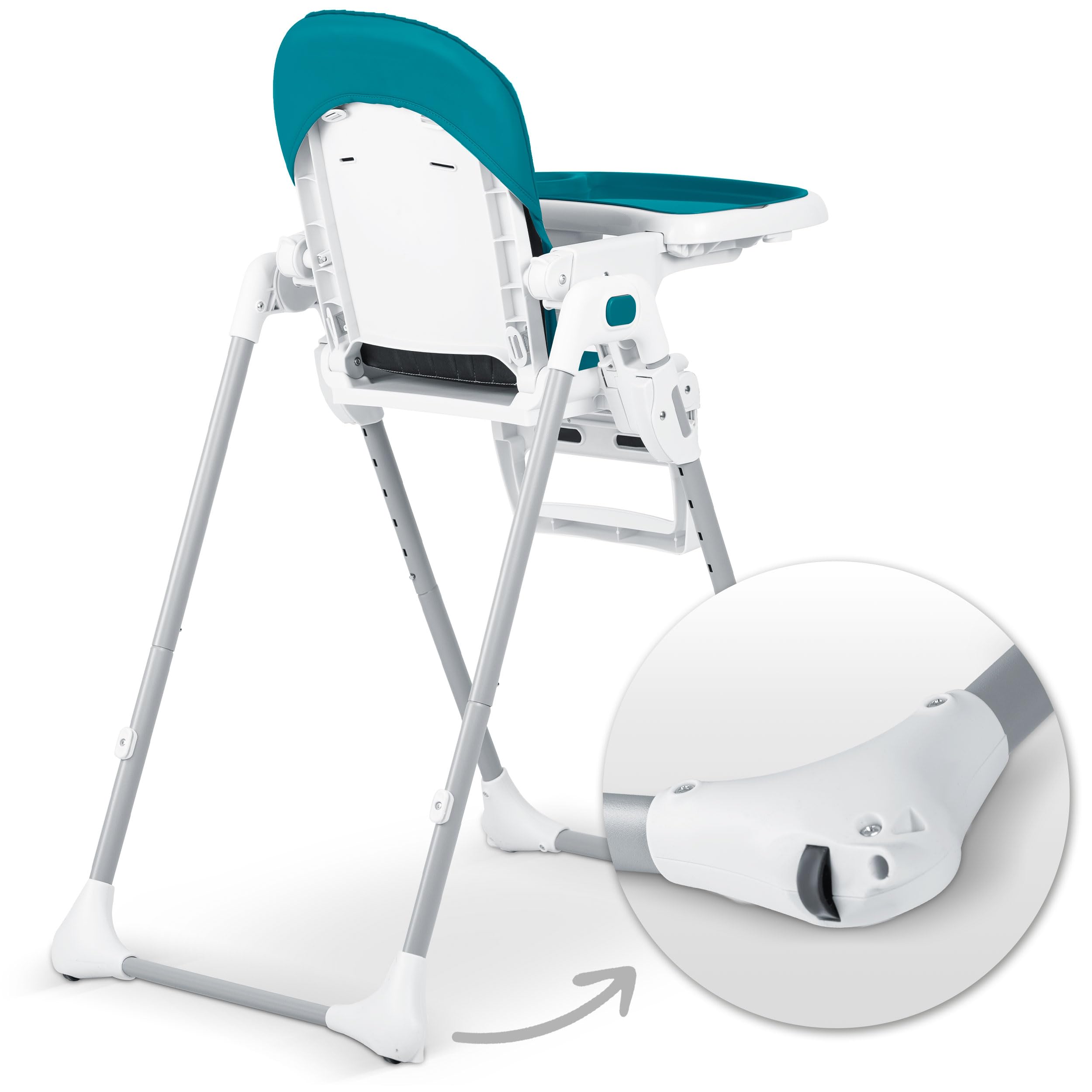 Ricokids - Tulo - 2in1 Hochstuhl Baby - Mit Gurt - Mit Abnehmbarem Tablett - Klappbarer Fütterungsstuhl Mit Rollen - Verstellbare Rückenlehne - Mitwachsender - Ab 6 Monat -102x54x72 cm - Blau