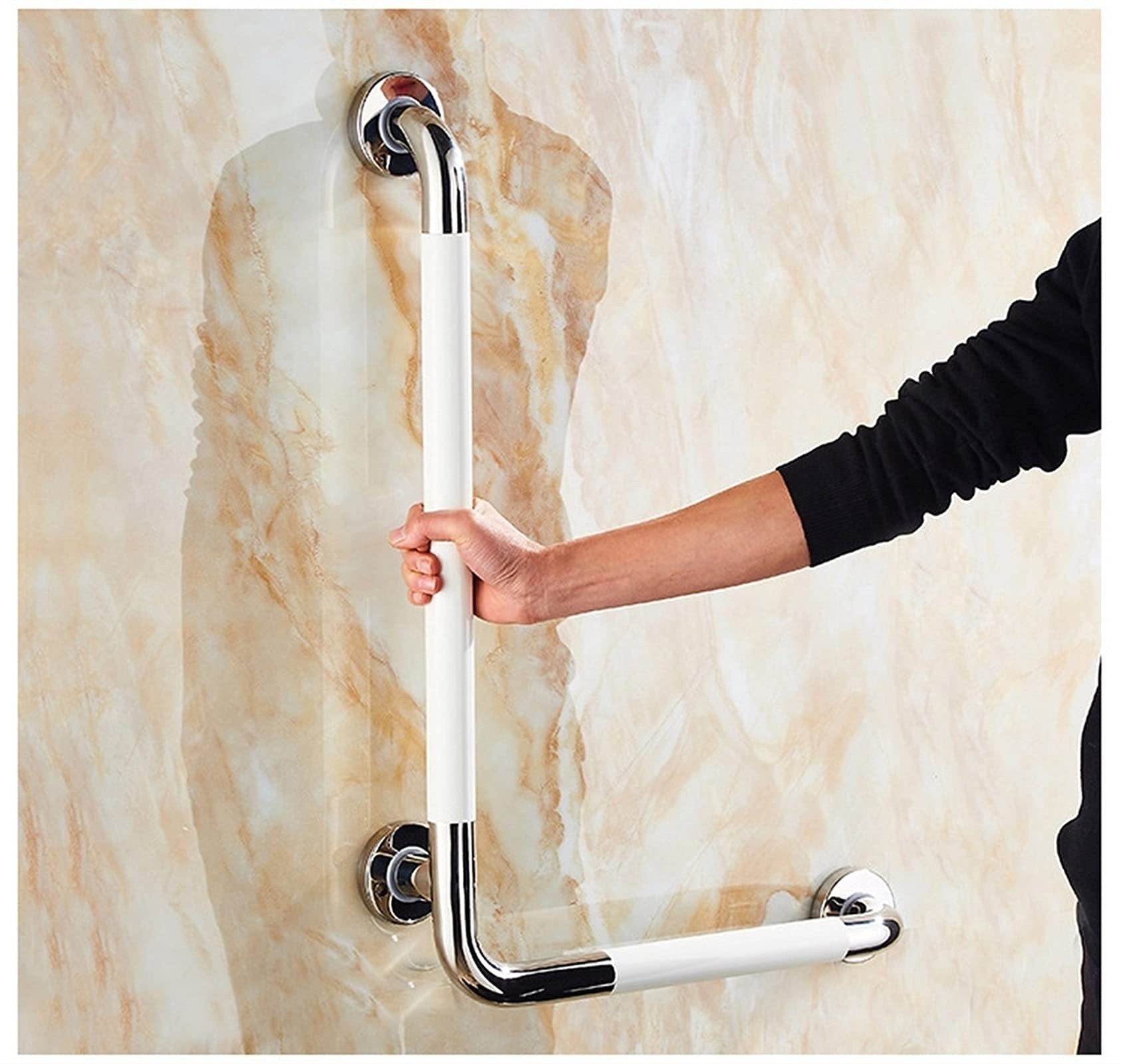 Barre d'appui de douche de sécurité barre en L acier inoxydable nylon