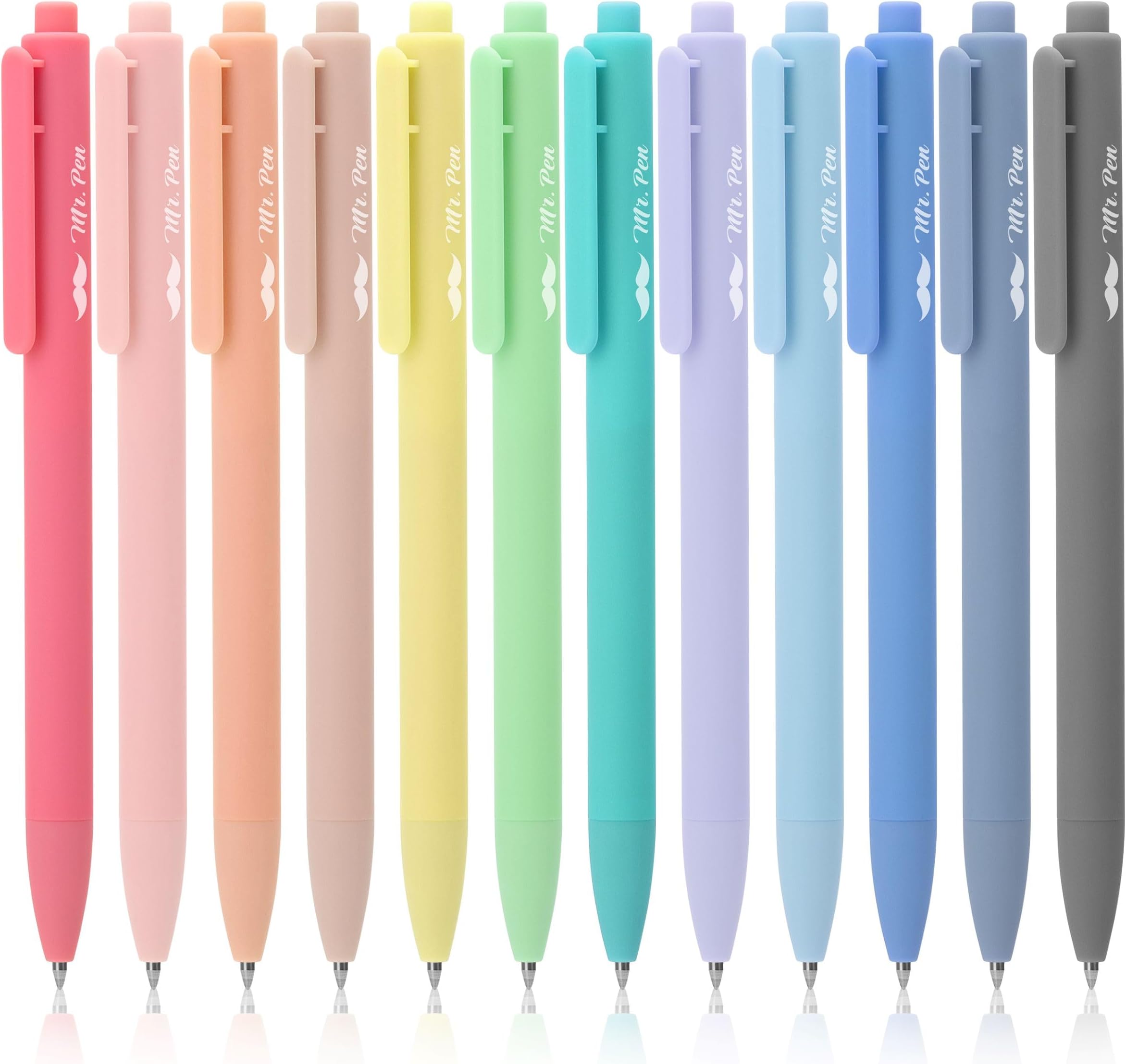 Retractable Gel Pens, 12 Pack, Colorful Ink, Fine Point 0.7mm, Fast Dry, Smooth Writing, Cute Pens for Drawing, Writing Planner and School Supplies