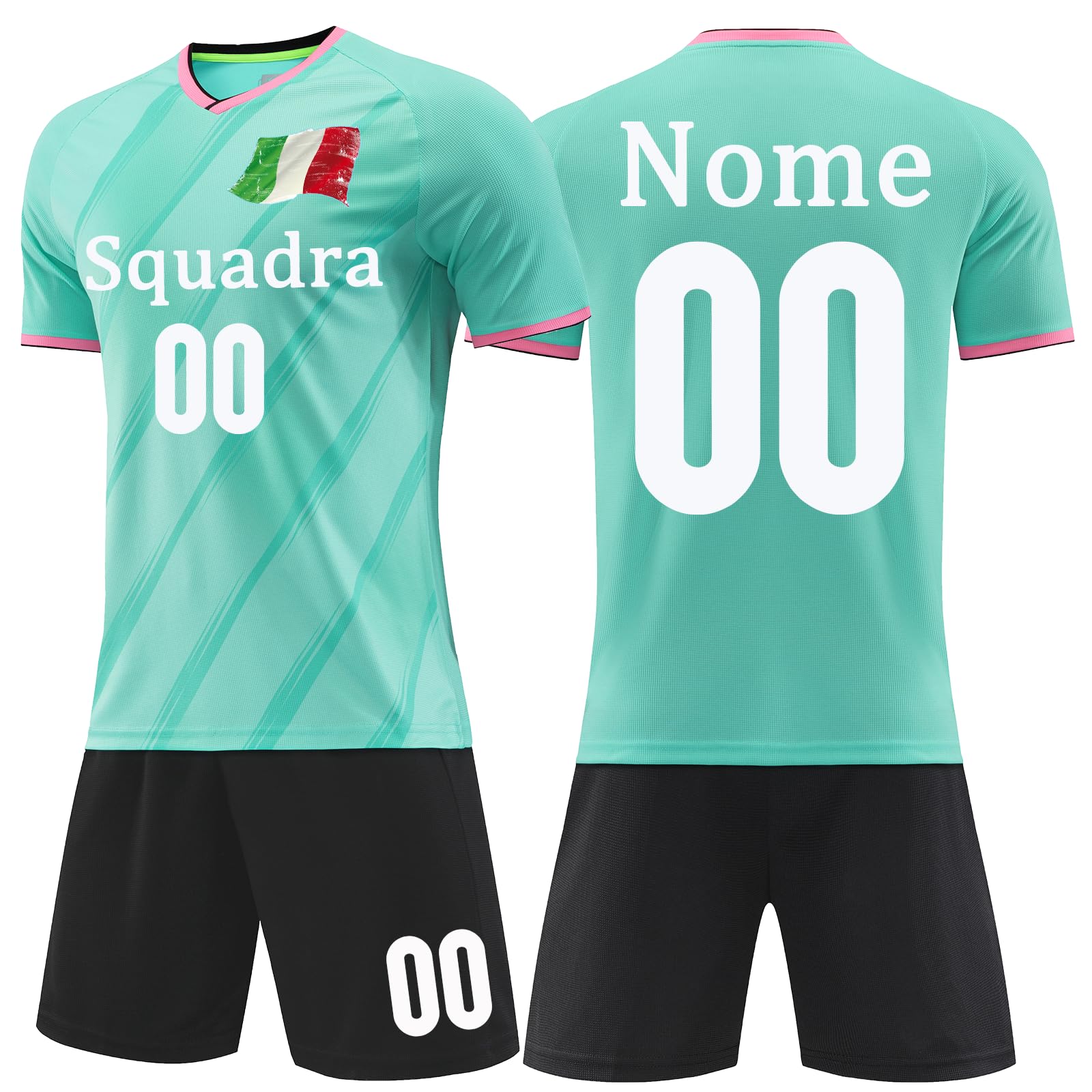 OPUTWDF Completo Calcio Bambino Personalizzabile Kit Calzettoni e Ginocchiere, Unisex - Adulto e Bambino Kit Maglietta Calcio Personalizzata